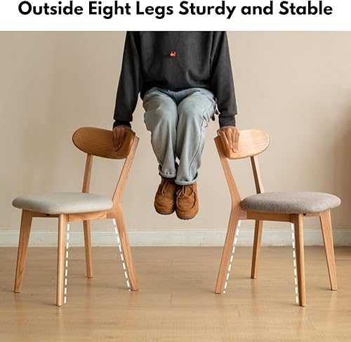 Miniatura 4 de Sillas de comedor 100% de madera de roble macizo, sillas de comedor modernas de mediados de siglo con cojín tapizado, sillas de cocina, comedor,