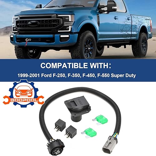 Miniatura 2 de 55243 Arnés de cableado de remolque de 7 pines compatible con Ford F250 F350 F450 F550 Super Duty 1999 2000 2001