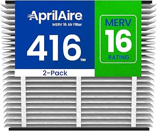 AprilAire 416 MERV 16 Replacement Filters (Pack of 2) - 16x25x4 Whole-Home Air Purifier Filters for Allergies, Asthma & Viruses