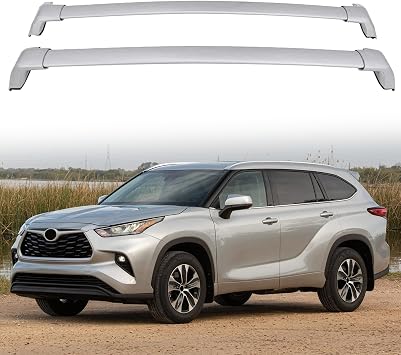 Roof Rail Aluminum Lockable Roof Rail Racks Cross Bars Crossbars Luggage Carrier for 2020-2023 Toyota Highlander XLE,Silver
