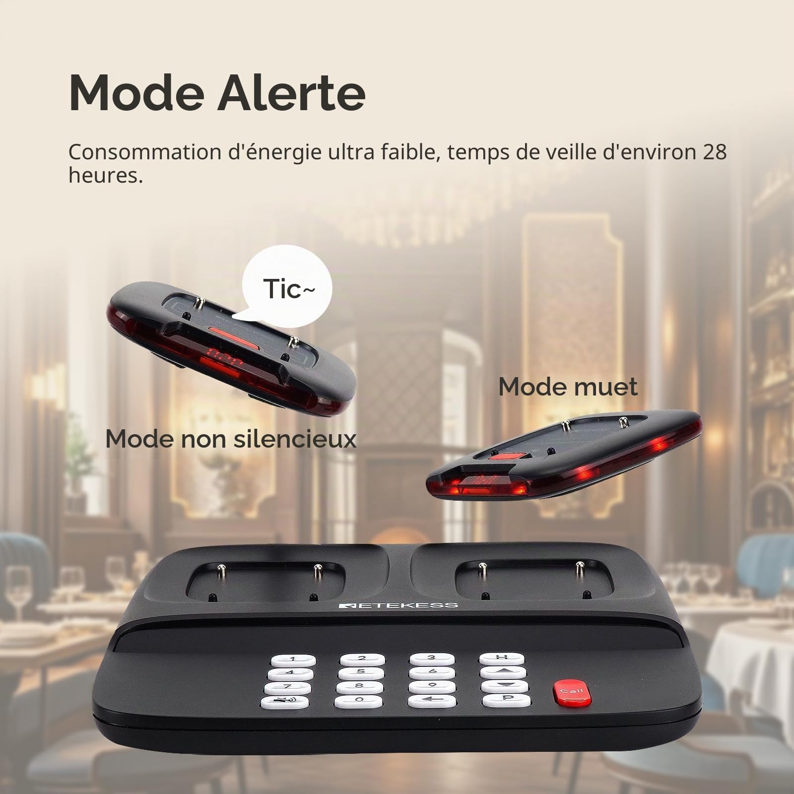 Retekess TD183 Bipeur Restaurant, Restaurant Pager, 20 Bippers | pour Logistique, Usines, Club, FSK 800M, Batterie 300 mAh 28H, Fonction de Rappel des Modèles d'Appel