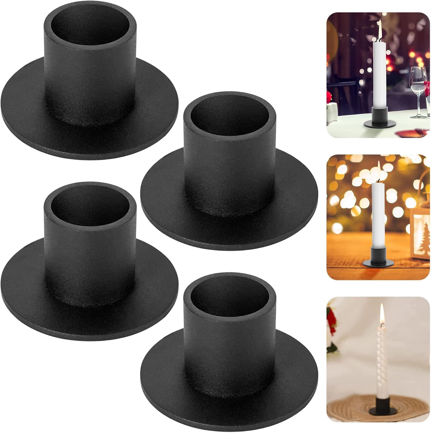 Kerzenständer Set 3-teilig - Stabkerzenhalter Aus Metall In Schwarz