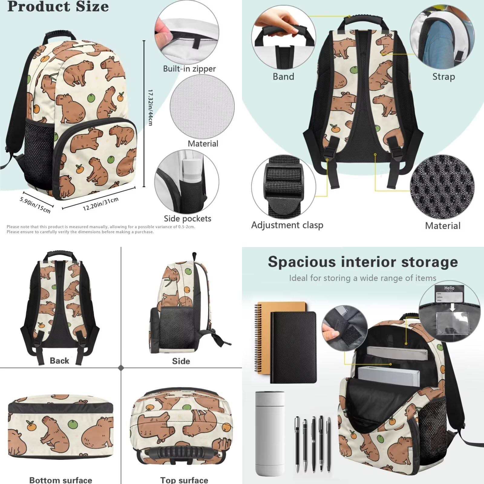 HUGS IDEA Zaino per bambini Borsa per libri scolastici per ragazze 4-6 6-8 8-10 Set di borse per la scuola carino