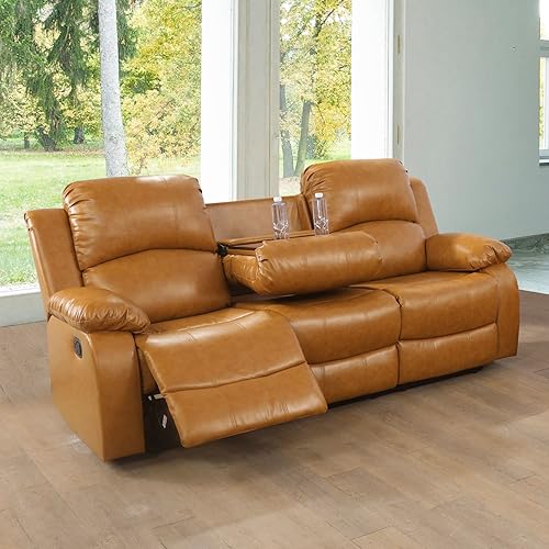 Miniatura 3 de Beverly Fine Furniture Alpine - Juego de sillón reclinable para sala de estar, sofá de dos piezas, color jengibre