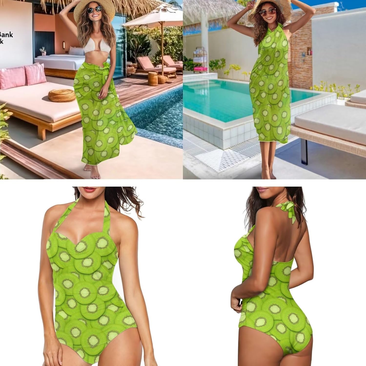 Womens One-Piece Swimsuits with Cover Up Wrap Skirt Tummy Control Swimwear Plus Size Bathing Suit 2X Monokini