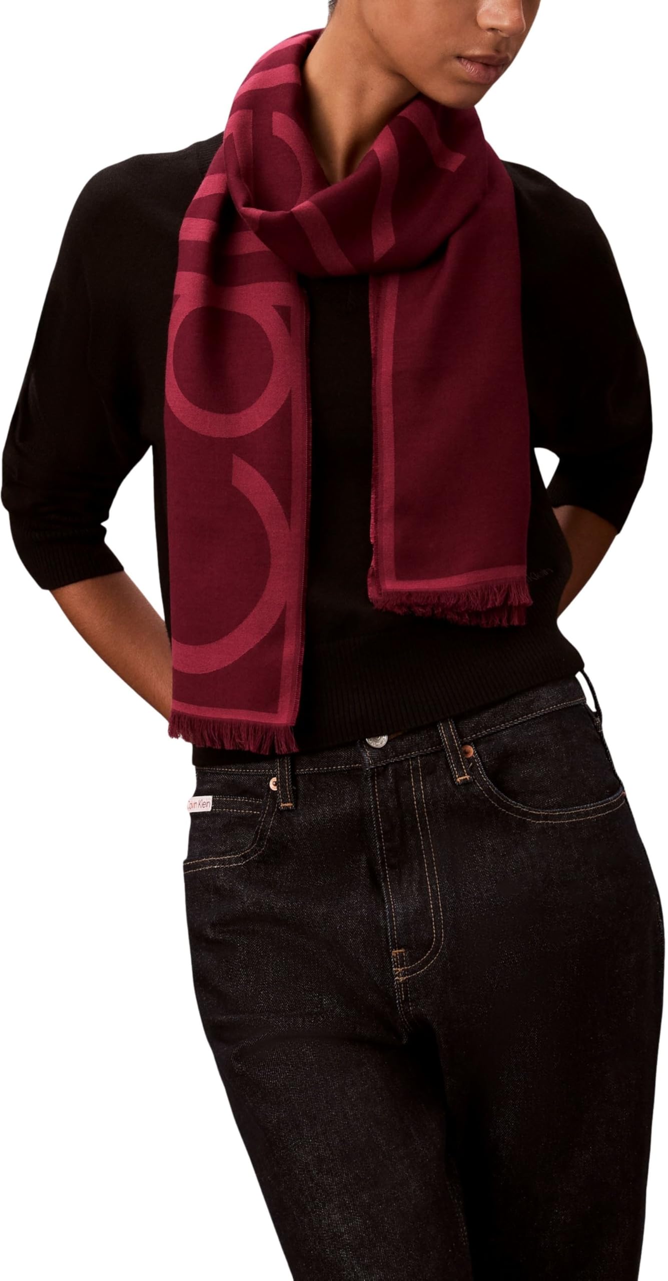 Calvin Klein Damen Oversized Logo Lw Jacquard Stole Lv04f8066g Schals (1er Pack)