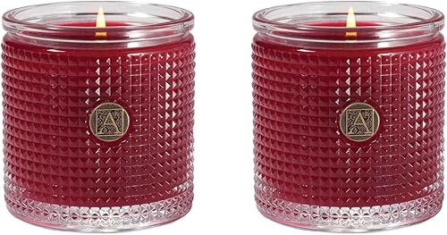 Aromatique Juego de 2 velas de vidrio texturizadas con aroma a Navidad, 6 onzas, fragancia decorativa para el hogar, aromaterapia, ambientador de