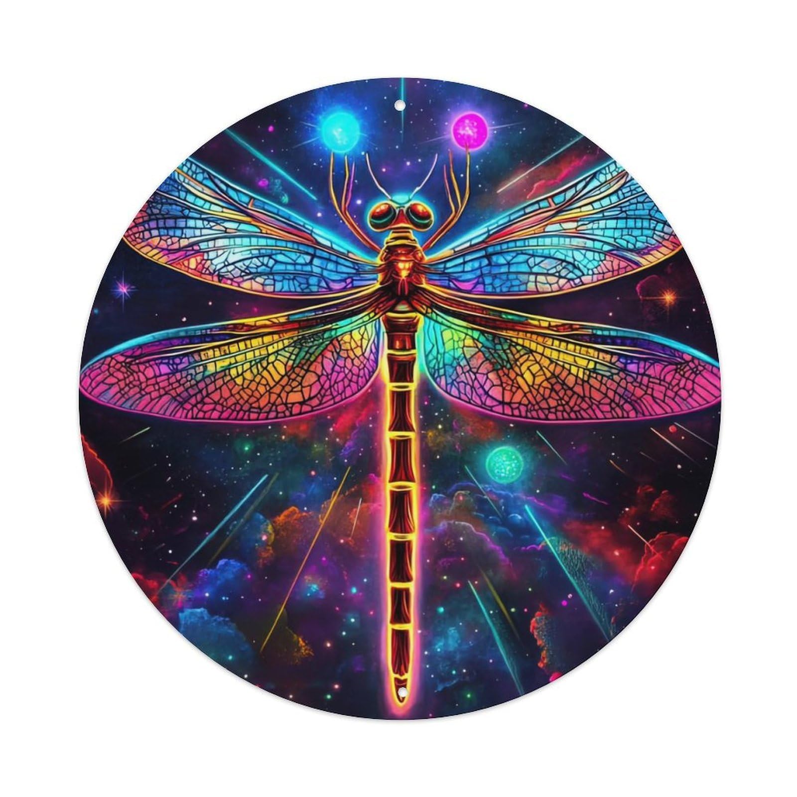 Animal Dragonflies in The Universe Vintage Metal Tin Sign Plaque Wall Decor for Cafe, Club Bar, Office, Garden Metal Poster 8x8Inch