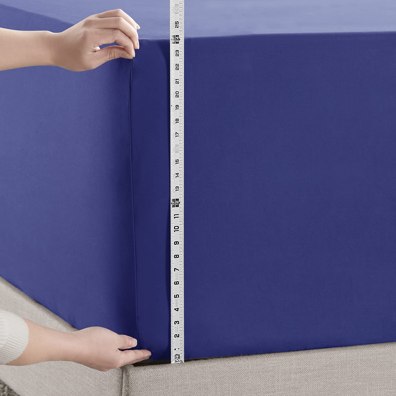 Hearth & Harbor Extra Deep Pocket Full Fitted Sheet - Fits 18 to 24 Inch Mattress – Ultra Soft 1800 Microfiber, Wrinkle-Free & Breathable – Hotel Luxury Fitted Sheet Only, Royal Blue - Image 4