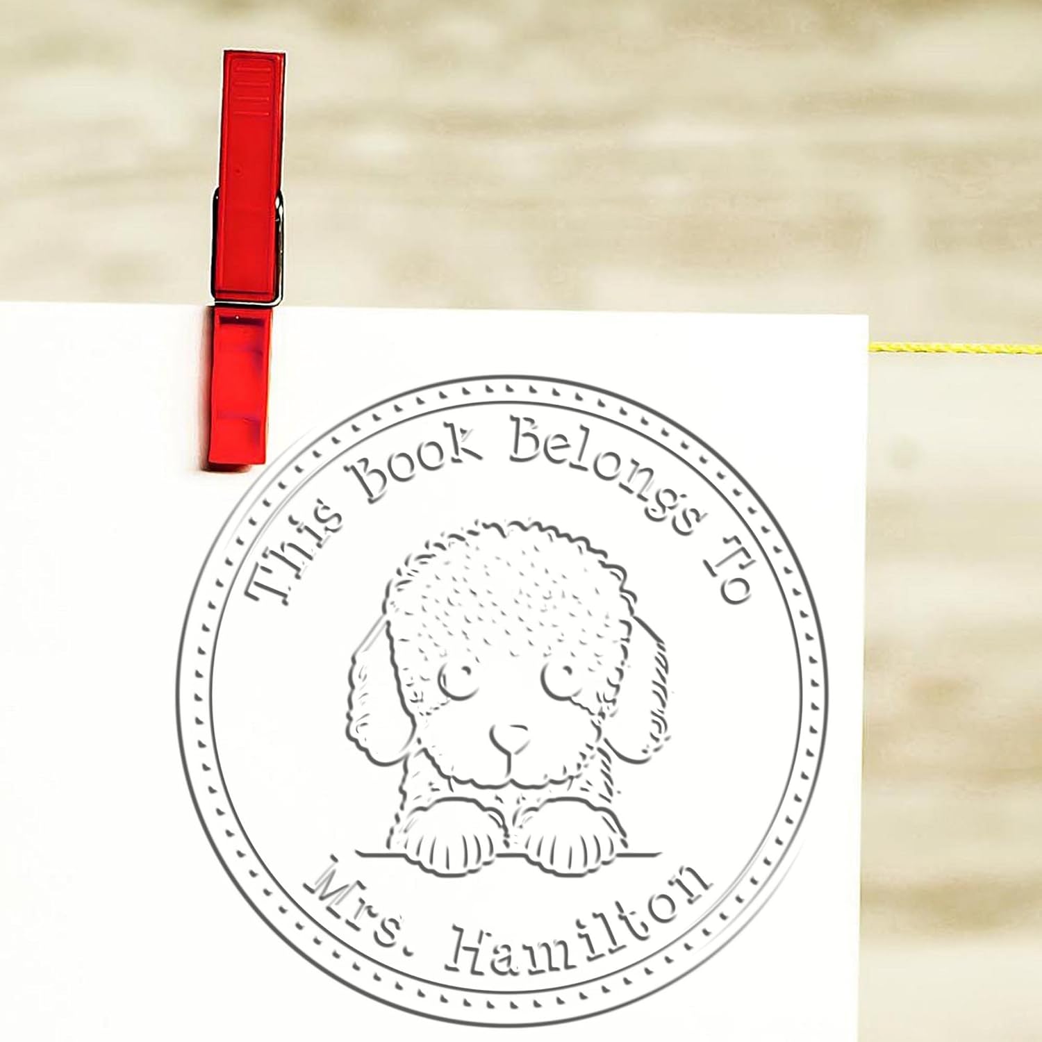Custom Poodle Dog Seal Embosser - Personalized Library Embosser with Rubberized Grip, 1-5/8 in Diameter - Available in 4 Handle Colors - Ideal for Book Lovers, Librarians, and Poodle Enthusiasts