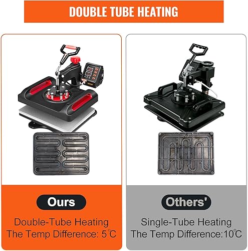 Miniatura 8 de VEVOR Máquina de prensa de calor 11 en 1, máquina de prensa de camisetas de 15 x 12 pulgadas, máquina de prensa digital de 360 , impresión digital