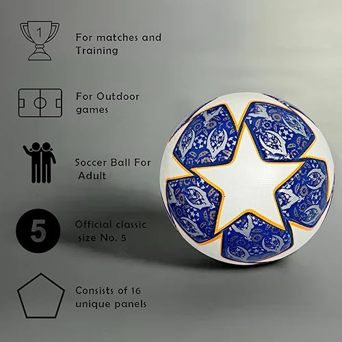 Miniatura 5 de Champion League - Balón de fútbol tamaño 5  Pelota de réplica Pro Match, pelota de fútbol de piel sintética duradera para entrenamiento, partidos y