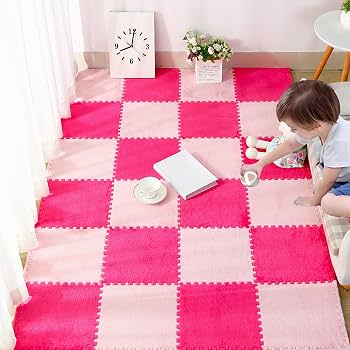 Dalles De Moquette Emboîtables - Lot De 10 Carreaux En Mousse Peluche 30x30 Cm - Doux, Antidérapant, Lavable - Vert Menthe