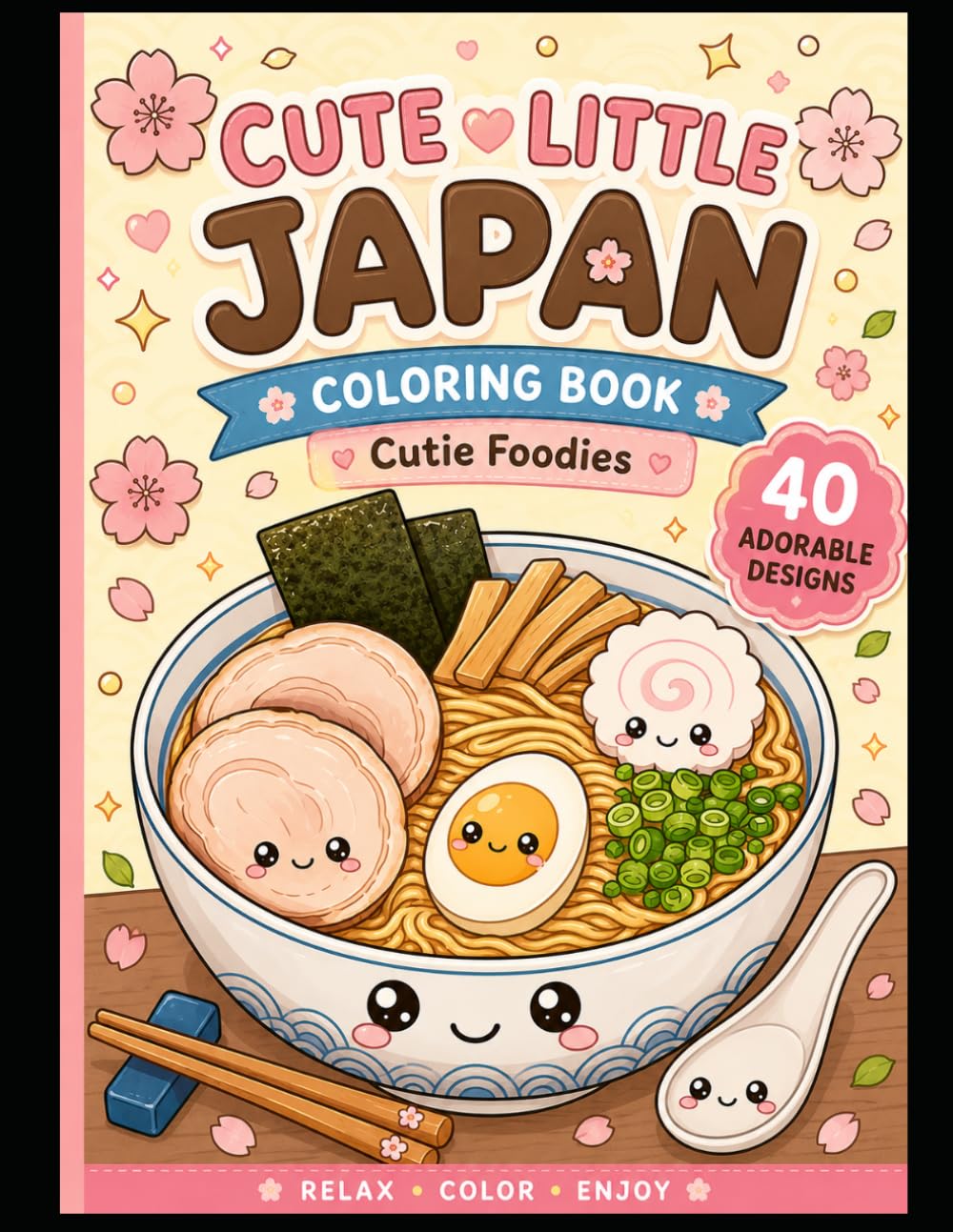 Cute Little Japan: Cutie Foodies: A Cozy Kawaii Coloring Book with Adorable Japanese Food, Cute Desserts, Drinks & Sweet Treats
