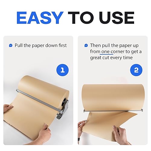 Miniatura 6 de IDL Packaging Dispensador y cortador de rollos de papel kraft de 24 pulgadas para rollos de hasta 24 pulgadas de ancho y 9 pulgadas de diámetro,