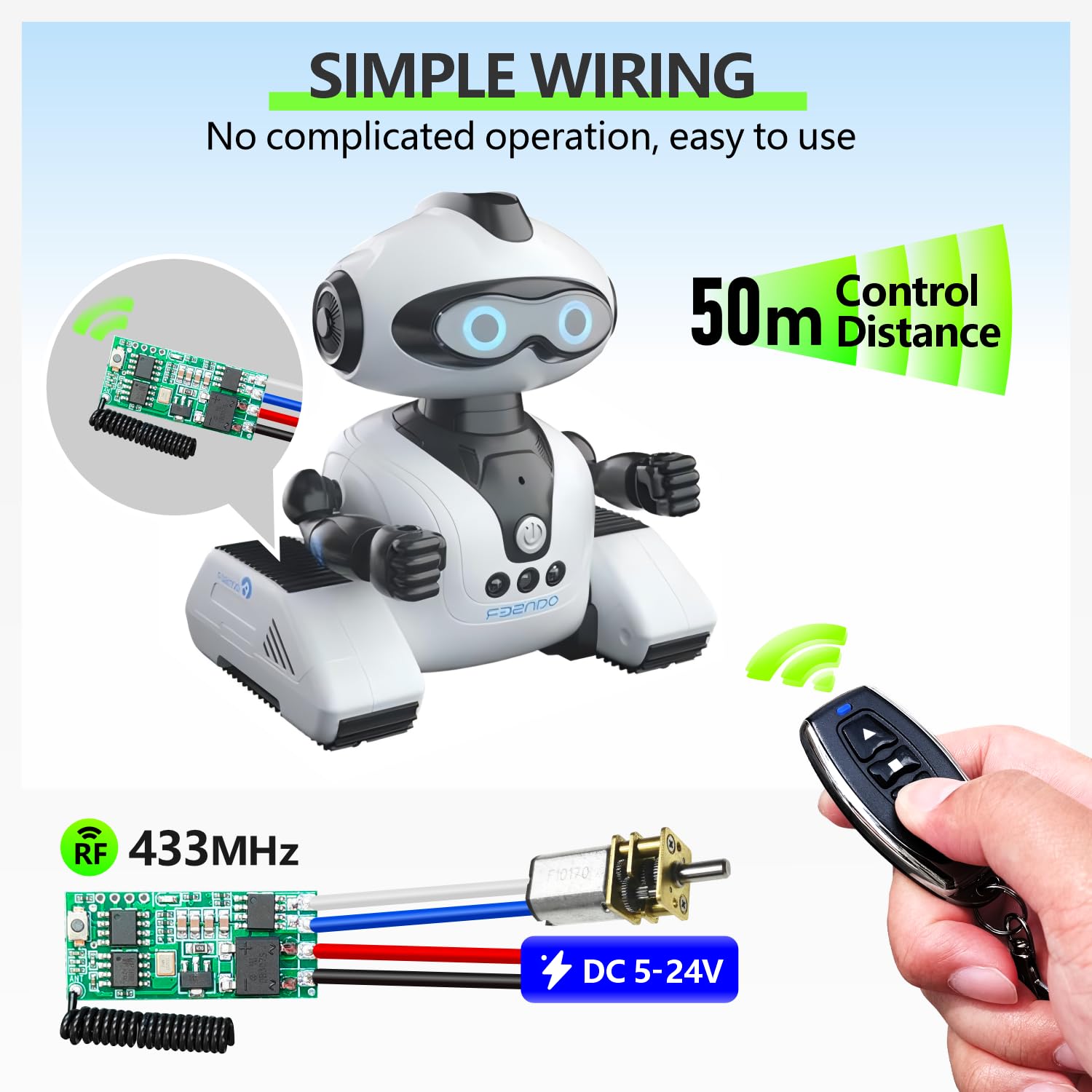 DieseRC Mini Wireless 12V DC Motor Remote Control Switch, Micro DC 5V~24V 1A Receiver Controller, Radio Control Motor Move Forward and Reverse for Micro DC Motor Electric Lock DIY Science Toys RC Boat - Image 2