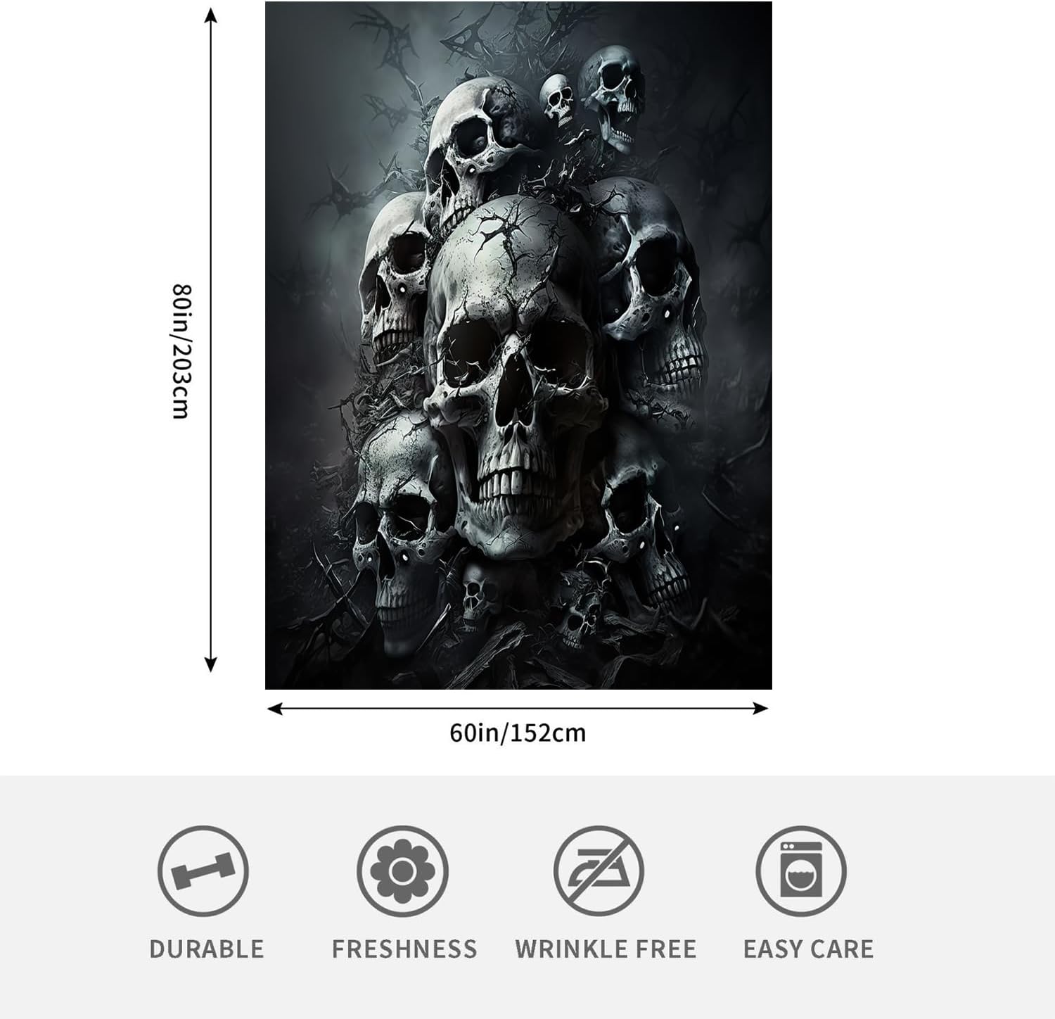 3D Skull Blanket 60" x 80" Scary Halloween Gothic Horror Dead Super Soft Bedding Fleece Throw Blanket Microfiber Flannel Blankets Couch Sofa Warm Lightweight for Boys Girls