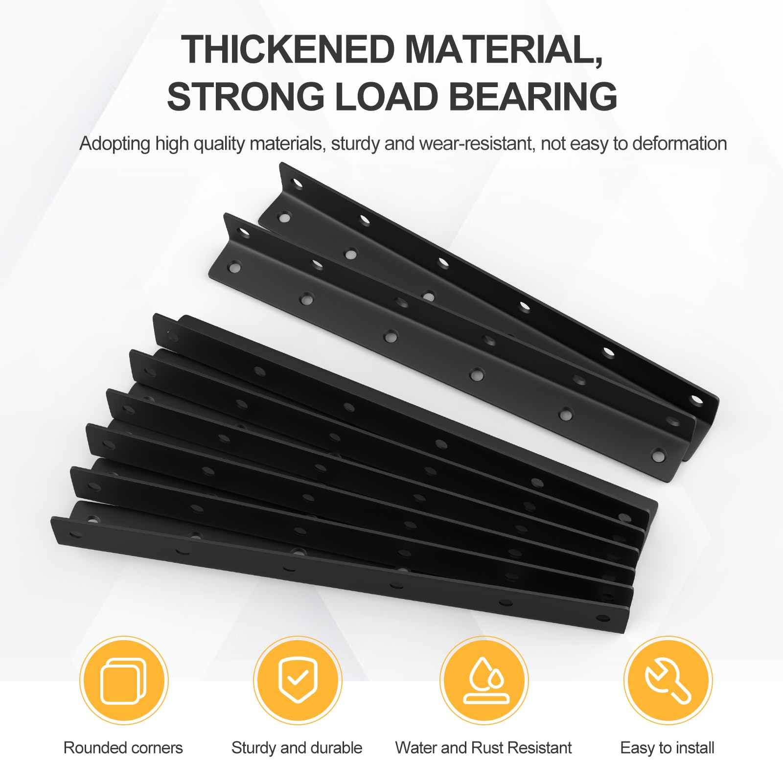 MIGUBIGU Pack of 8 L Shape Angle Connectors, Black, 275 x 27 x 27 mm, 90 Degree Angle Corner Connector, Stainless Steel - Image 4