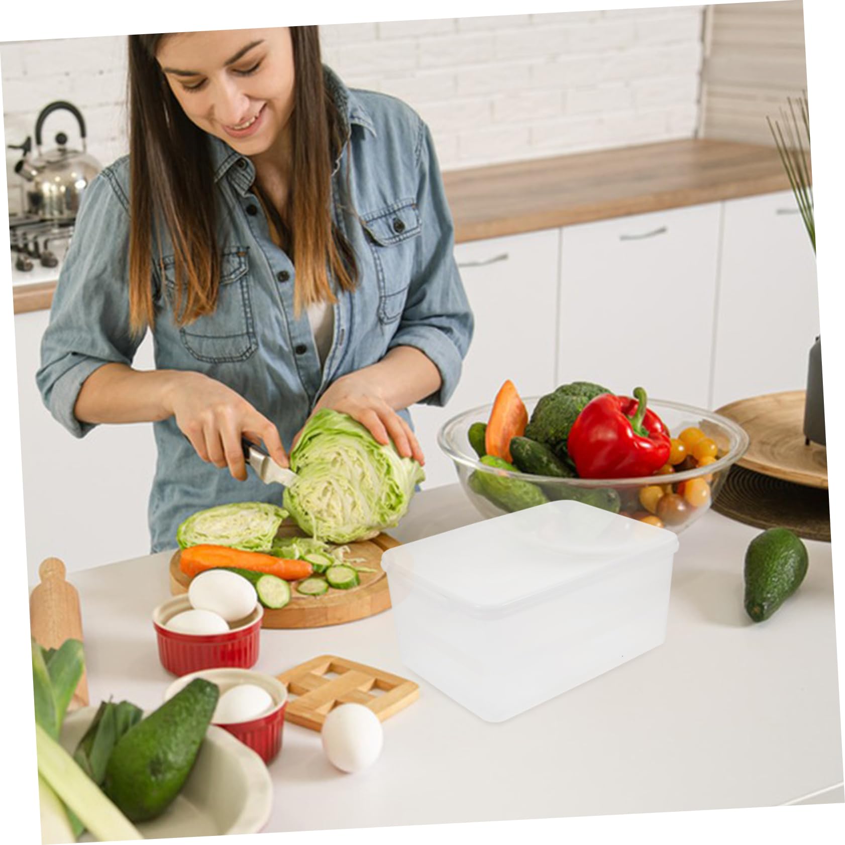 MAGICLULU Contenitore Alimentare Rettangolare 4 Pezzi Pp 5, 2l Bianco | Chiusura Ermetica e Anti-perdita, Impilabile e Riutilizzabile, per Cucina e Picnic