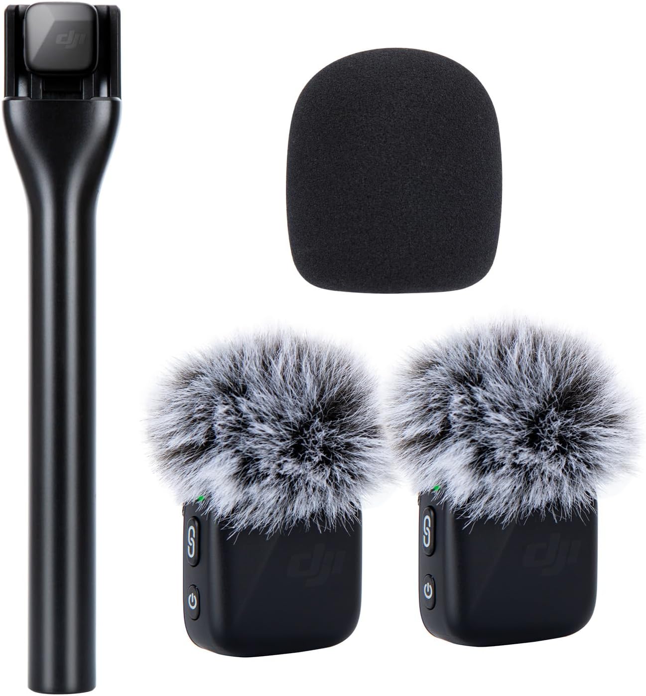 SUNMON Handheld Wireless Mic Stand for DJI Mic Mini with Pop Filter, Holder for Microphone, Interview Handheld Mount Adapter for DJI Mini (Handheld with 3 Pop Filter)