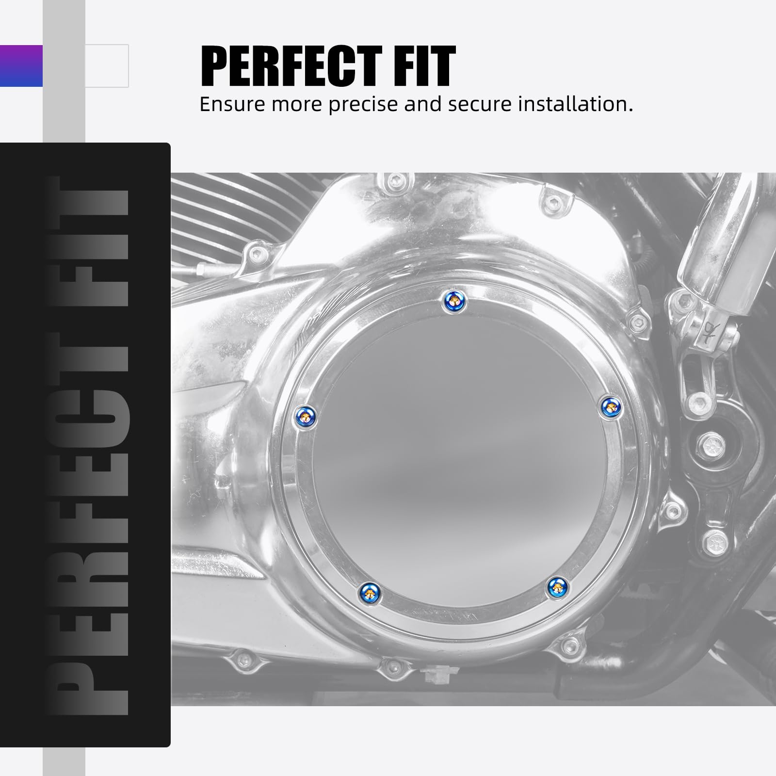 NICECNC Derby-Abdeckschrauben, Compatibile with Harley Davidson Blackline FXS, Breakout CVO FXSBSE, Super Glide FXD 2007–2010, Siehe Passform, Titanlegierung, Blau, 5 Stück