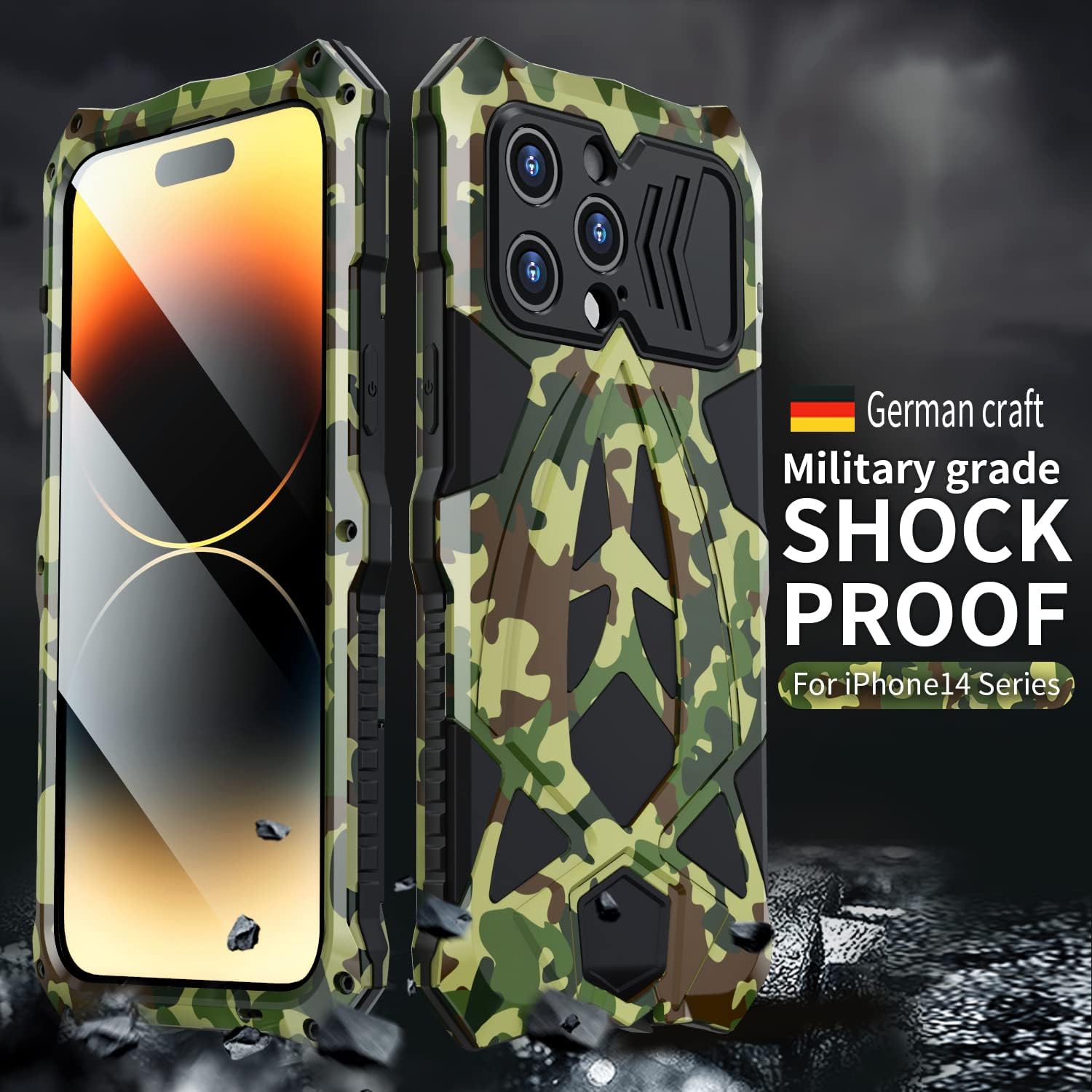 Lunivop case Compatible with for iPhone 14 Pro Max Case 2022 Cool with Screen Protector Military Grade Metal Rugged Silicone 360° Full Shockproof Phone Case Cover Heavy Duty
