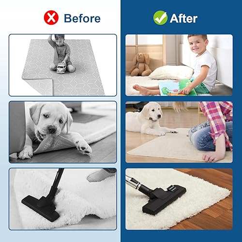 Miniatura 2 de Rug Gripper - 16 unidades, almohadillas antideslizantes de doble cara, diseño de cinta adhesiva, almohadilla lavable (negro)