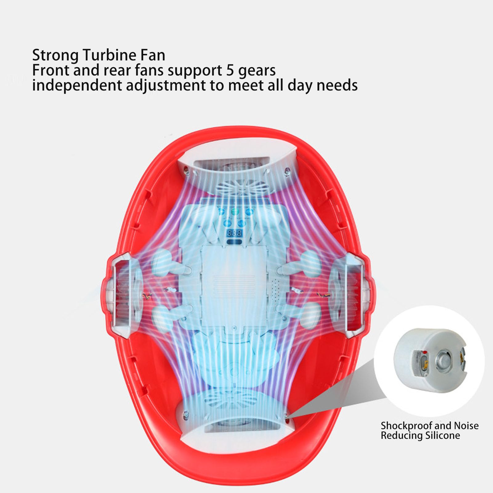 EMUKOEP Casco Casco de Seguridad Protector Ventilado Resistencia Al Impacto Ventiladores Duales Pantalla Digital Faro a Prueba de Lluvia para Transporte de Construcción