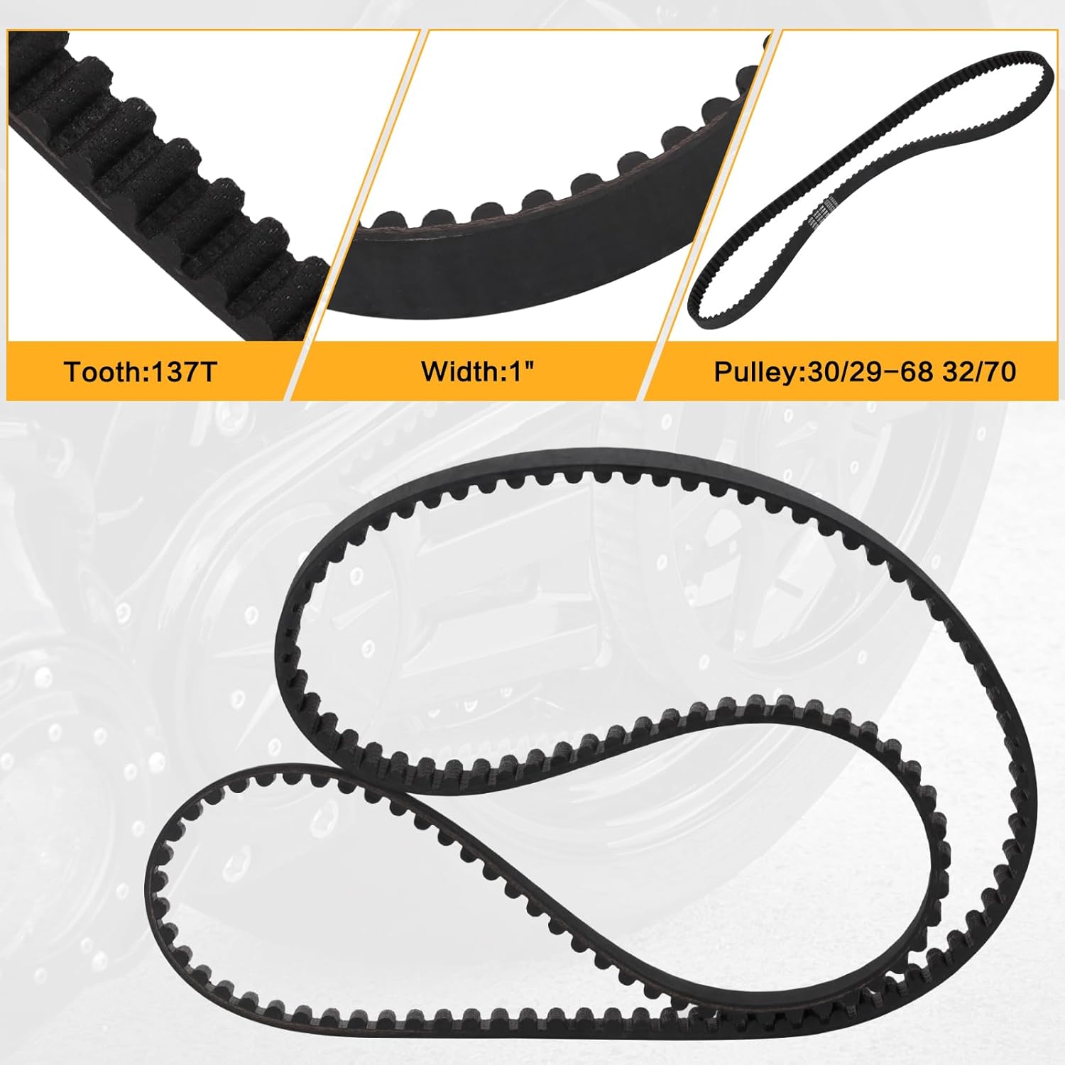 137T 1" Rear Drive Belt Replacement for Harley Davidson Sportster XL883 XL1200 XR1200 2007-2022 FLHT/R/X FLTR 2007-2008 Replace 40024-07 40591-07 1204-0061