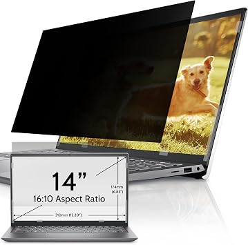 Laptop Privacy Screen 14 Inch for HP Dell Acer Asus Lenovo Thinkpad Envy Xps, 1610 Aspect IPROKKO Removable 14in Anti Blue Light Glare Privacy Filter Shield, Anti Spy Computer Monitor Security