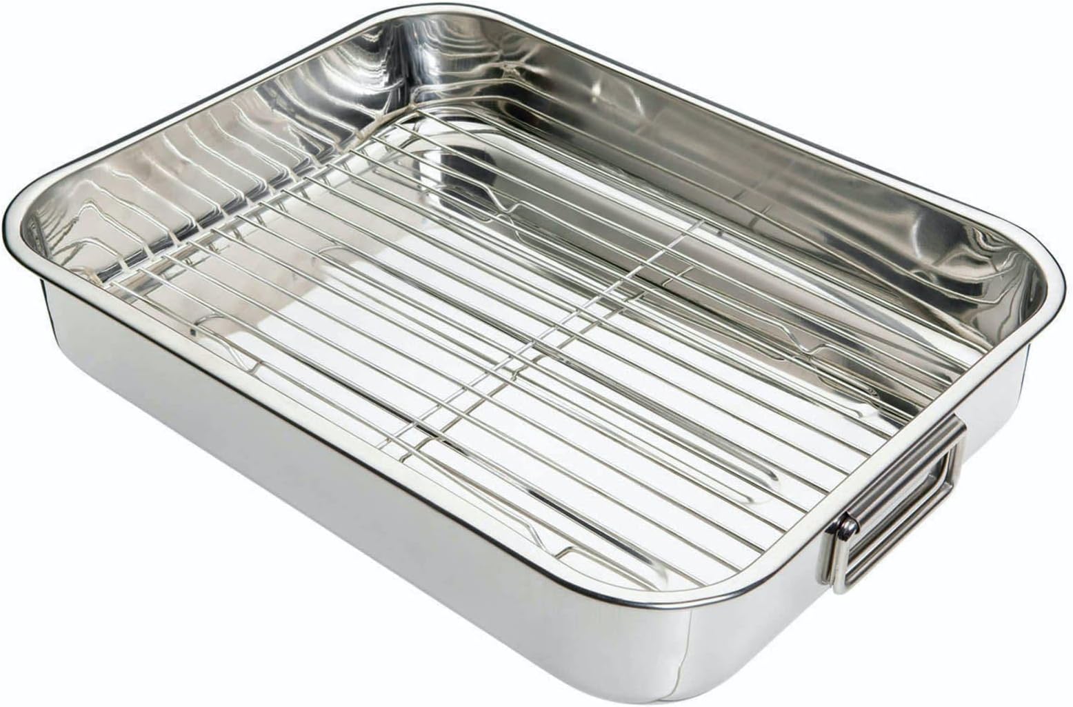 KitchenCraft Stainless Steel Roasting Pan with Rack 43x31x7cm, Sleeved