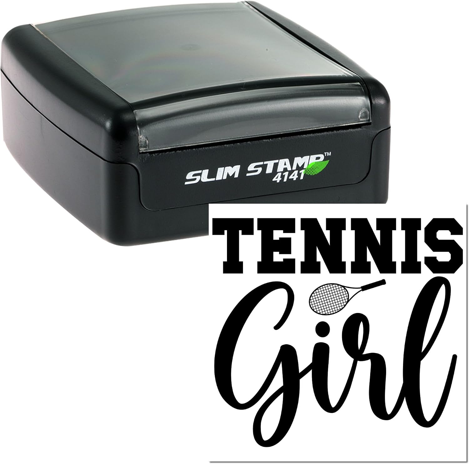 Tennis Girl Craft Supplies Rubber Stamp Standard 1-5/8" Square Wood Handle - Durable Themed Professional Grade for Coaches, Players, and Enthusiasts Scrapbooking, Cards, Sports Projects