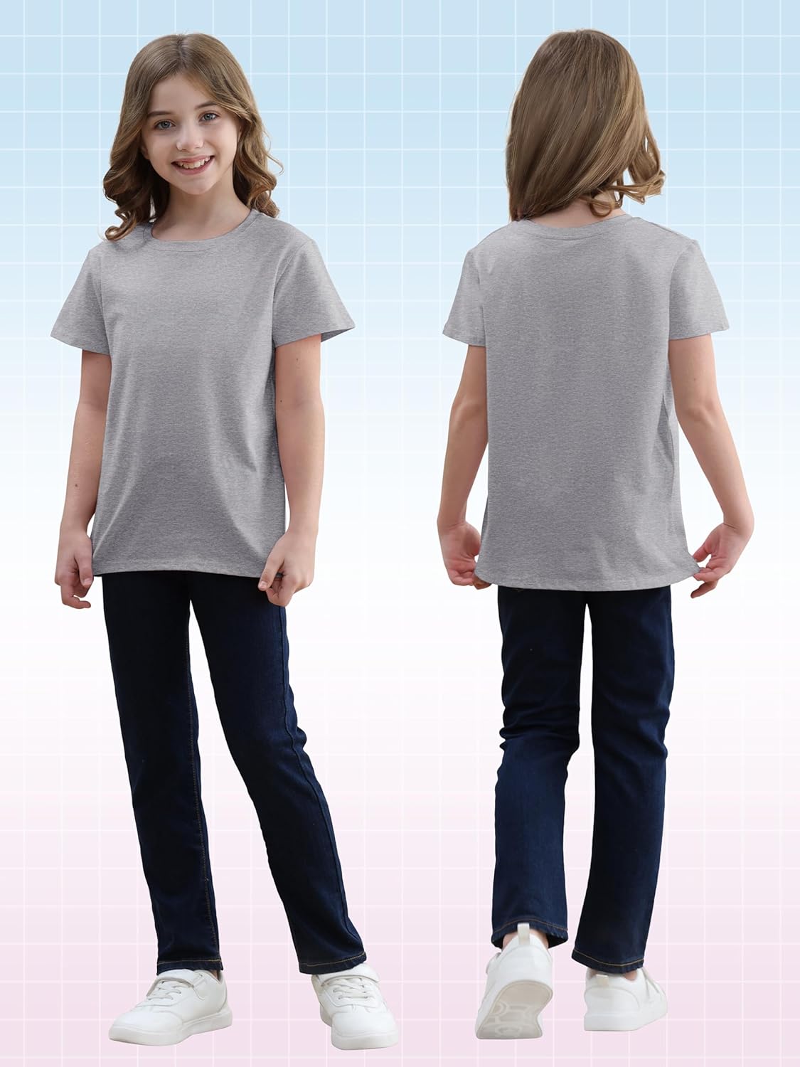 6 Pack Girls Shirts Cotton Short Sleeve T-Shirts for Girls Kids Tees Summer Tops Clothes - Image 5