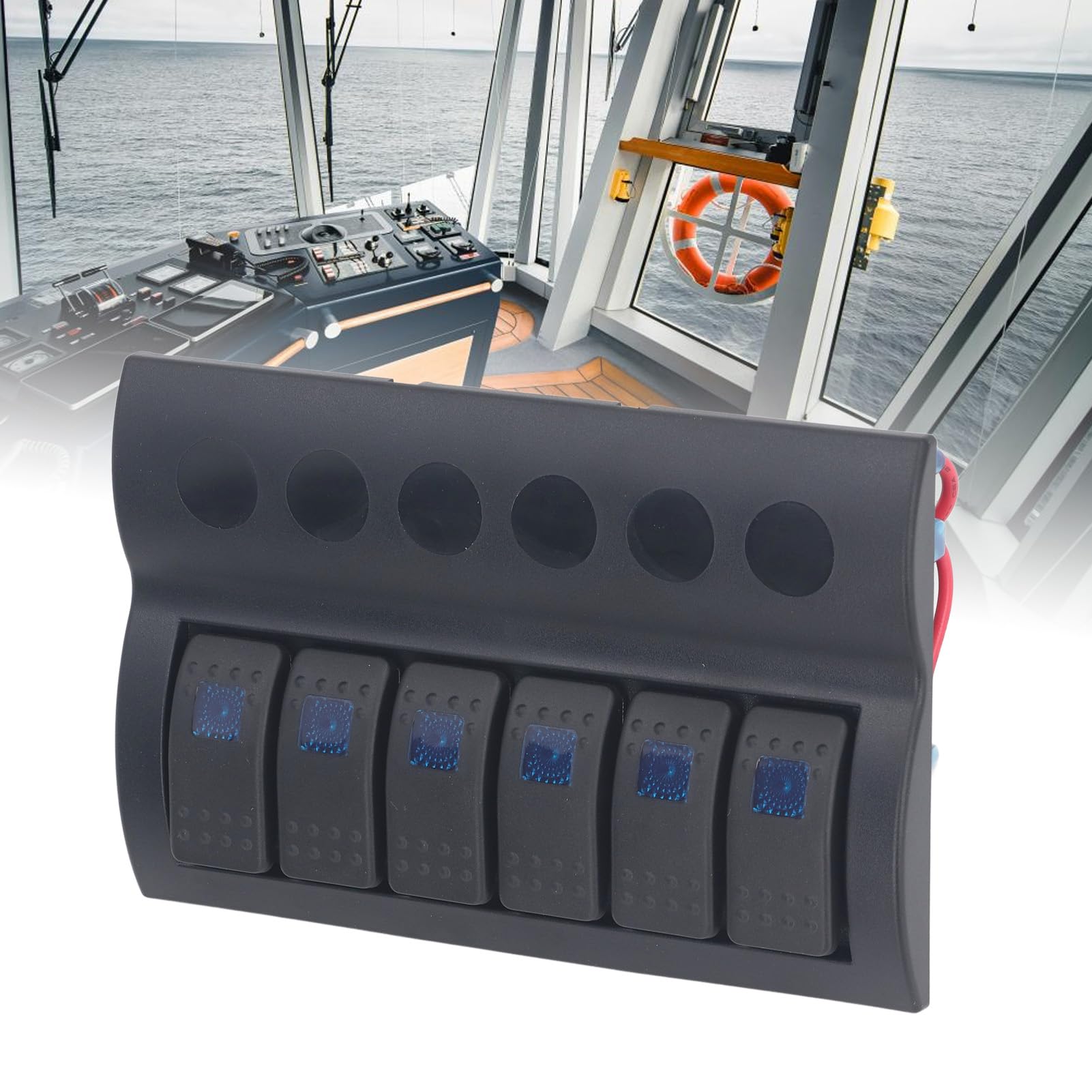 Pannello Interruttori Elettrici DC12V 24V Pannello Interruttori a Bilanciere per Barche Marine a 6 Gruppi con Protezione da Sovraccarico