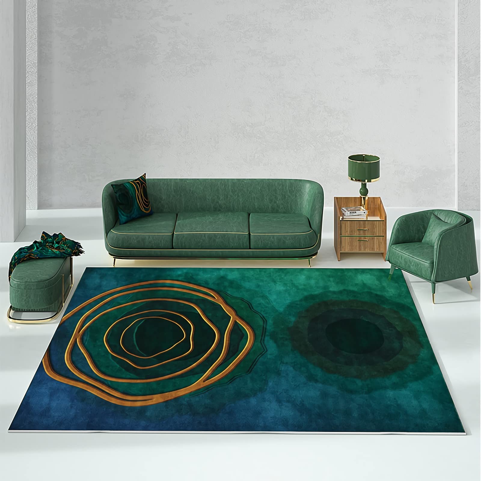 Tapis de chambre fille moderne géométrique 120x160 cm bleu vert pour ado