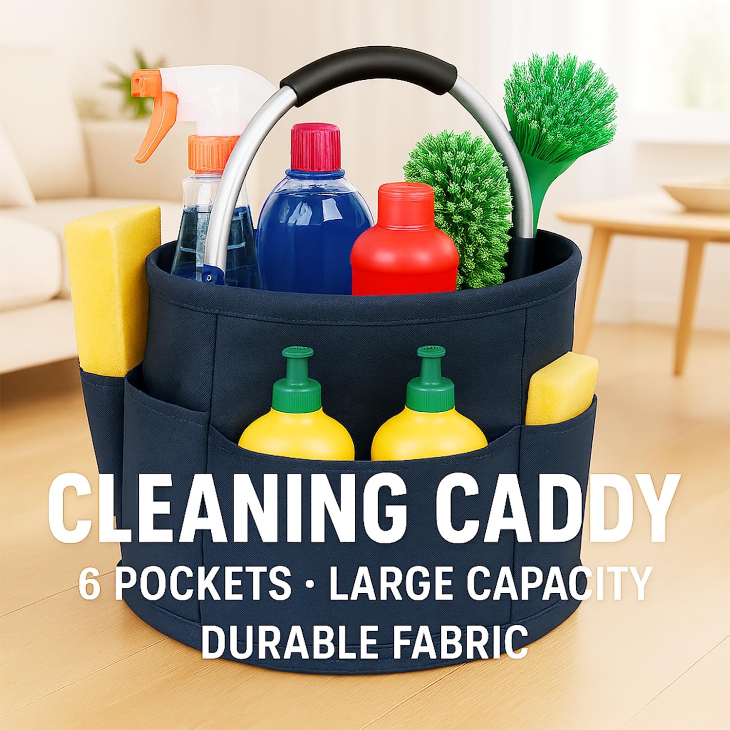 17L (5 Gal) Foldable Cleaning Caddy with Handle - Portable Supply & Tool Organizer | Organizador de Limpieza para Accesorios (Blue)