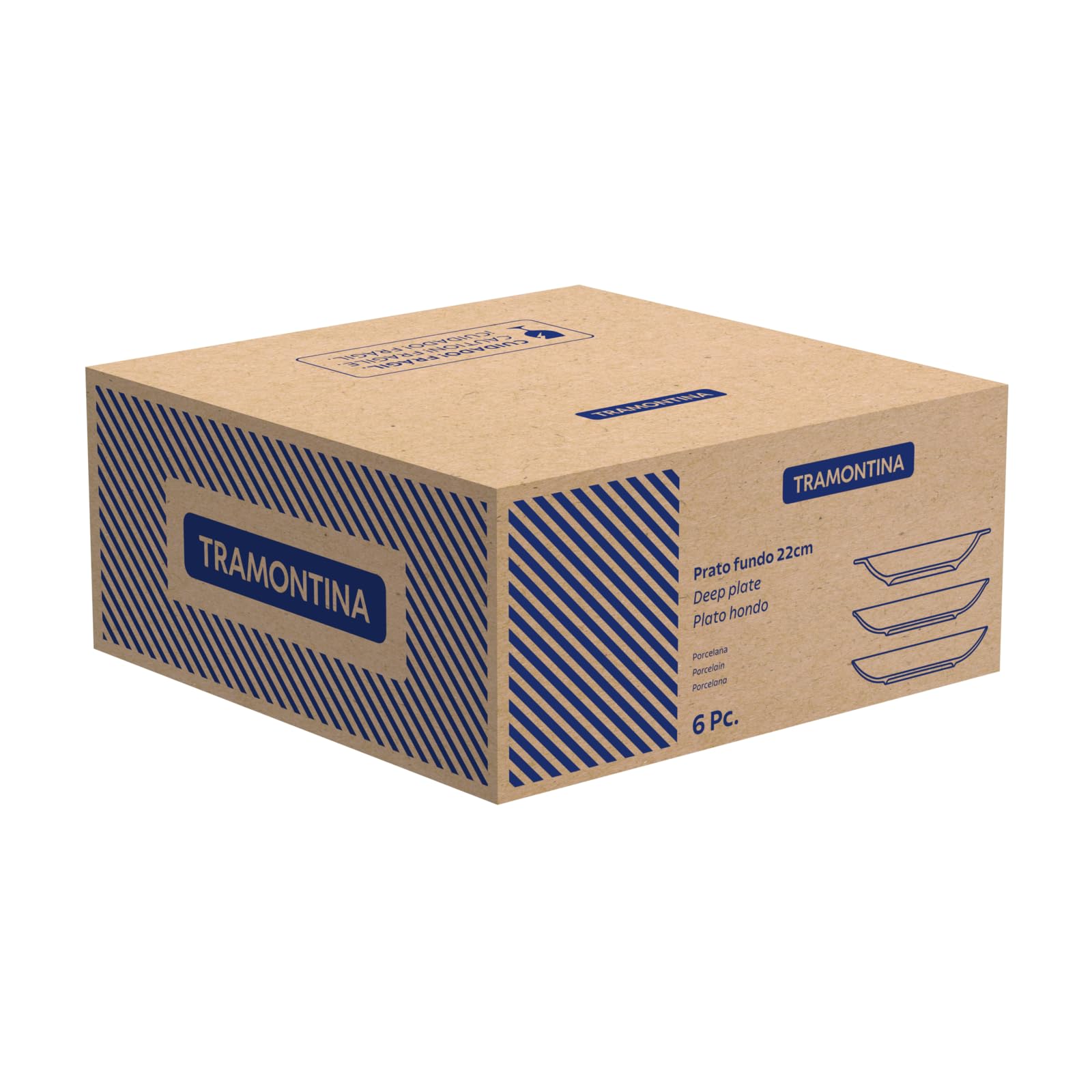 Tramontina Set Piatti Fondi Leonora in Porcellana 21 cm 6 Pezzi