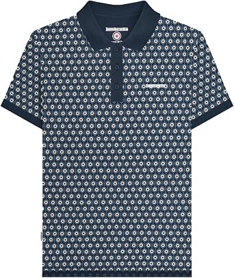 Lambretta Mens Geo Roundel Short Sleeve Cotton Polo Shirt - Navy - 3XL