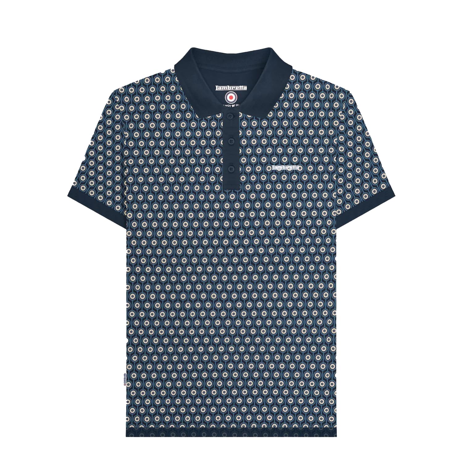 Lambretta Men's Navy Geo Target Polo Shirts (Navy) 4XLarge
