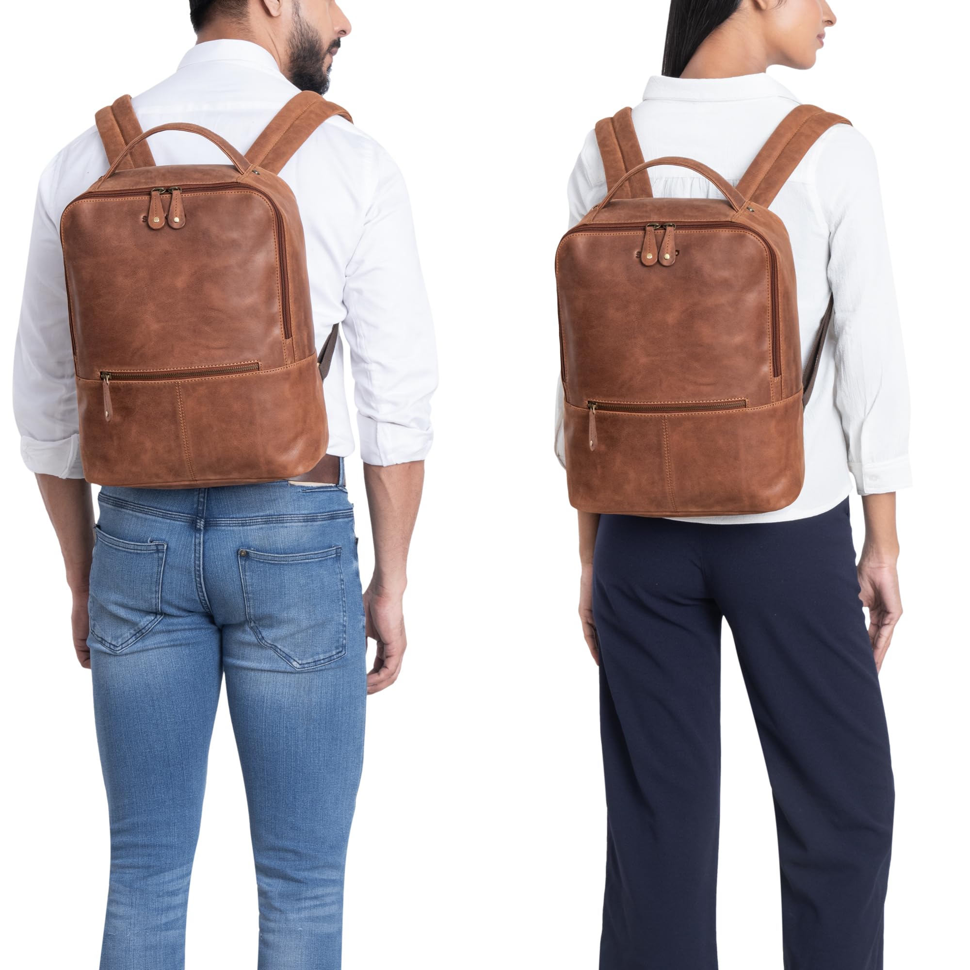 STILORD 'Rory' Mochila City en Cuero Grande para Damas y Caballeros - Elegante Mochila para Laptop de 15,6 Pulgadas, Equipaje de Mano y Viaje, Color:messina - marrón
