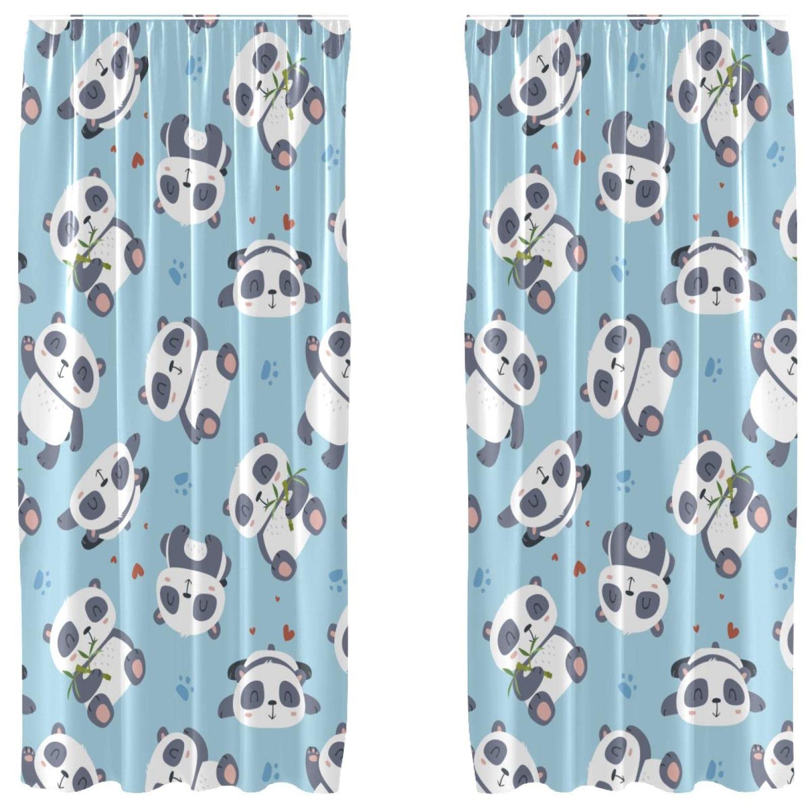 Rideau de salon Panda Eat Bamboo 2 panneaux 140x213 cm