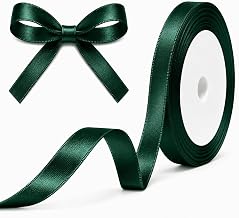 10mm Dark Green Satin Ribbon, Polyester Ribbon, Enhance Your Crafts & Celebrations, Best for Gift Wrapping, Decorations, Wedding Car Ribbon, Ribbons for Crafting & Bows