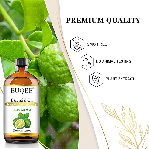 Miniatura 3 de EUQEE Aceite esencial de bergamota 118ml, aceite puro de bergamota para aromaterapia, difusor, fabricación de velas Sopa, botella grande con caja de