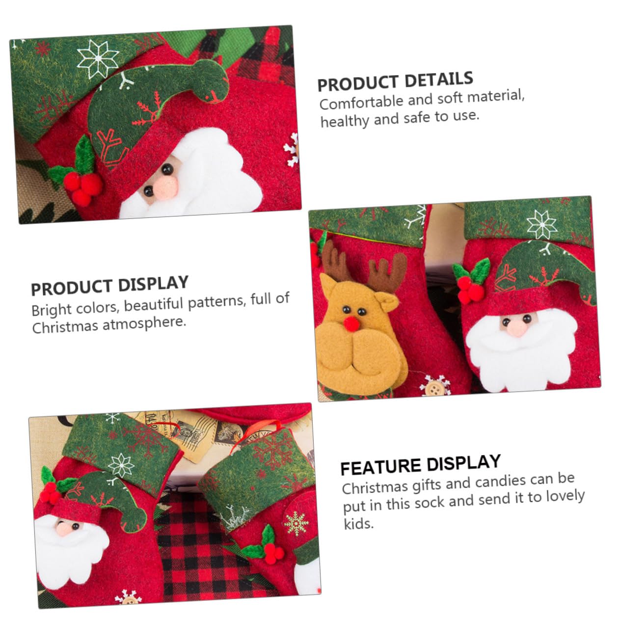 12stücke Weihnachtsstrumpf-tüten mit Anhänger Kleine Geschenktüten für Weihnachtssüßigkeiten Dekoration für Haus und Baum