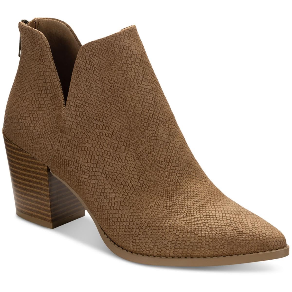Sun Stone Womens Eliza Faux Leather Almond Toe Ankle Boots