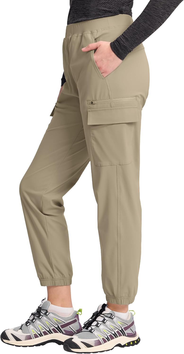 Pioneer Camp Women's Cargo Joggers UPF 100+ Hiking Pants Lightweight with 6 Pockets High Waist Quick Dry for Golf Travel