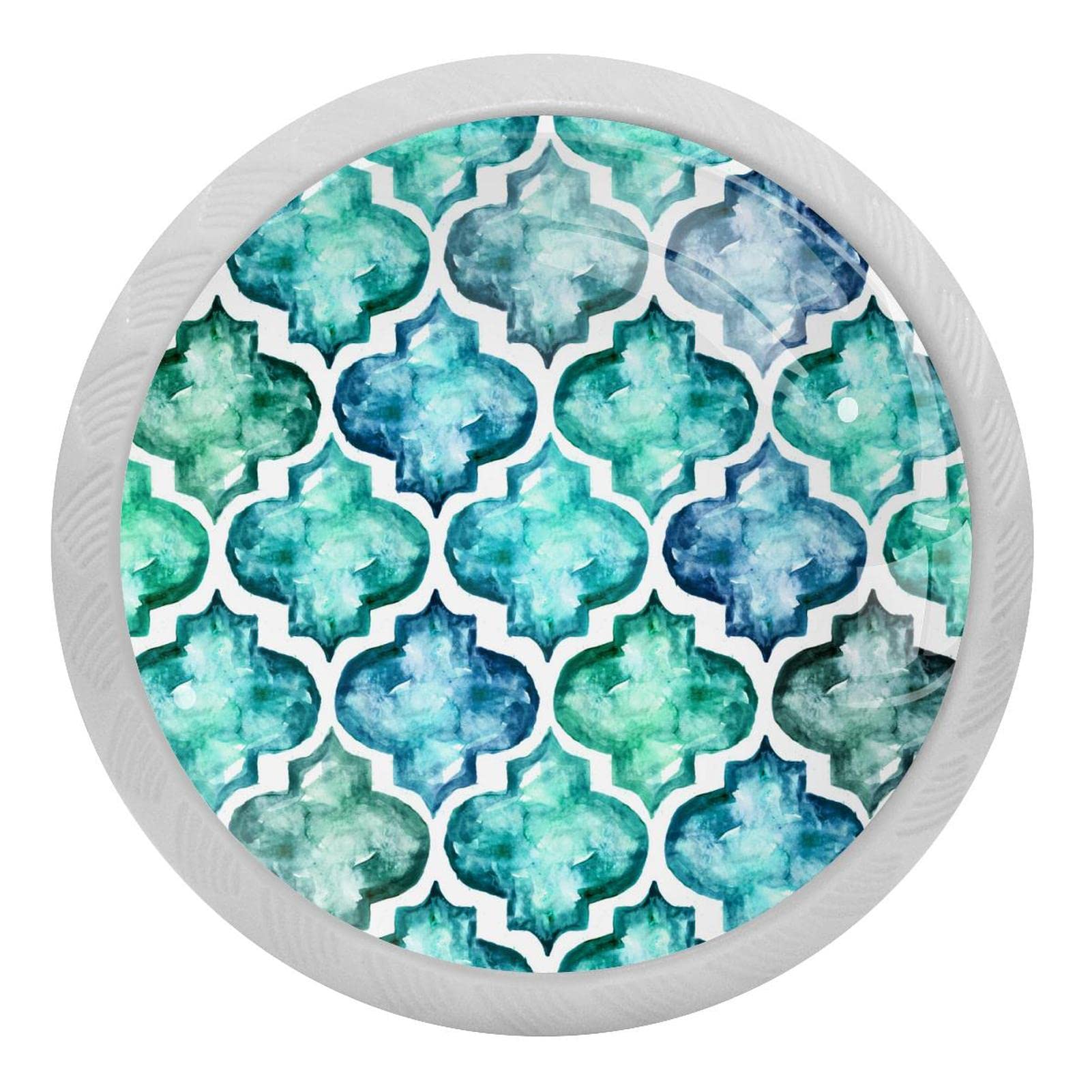 Boutons de placard de cuisine bleu en verre fluorescent pour tiroir de commode x4