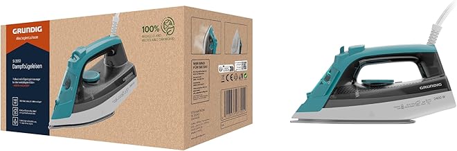 GRUNDIG SI 3550 Dampfbügeleisen, 2.400 W, 120 g/Min Dampfstoß, 25 g/Min Dampfleistung, Keramik-Bügelsohle, 220 ml Wassertank, Drip Stop, Anti-Kalk-Technologie, Weiß/Türkis
