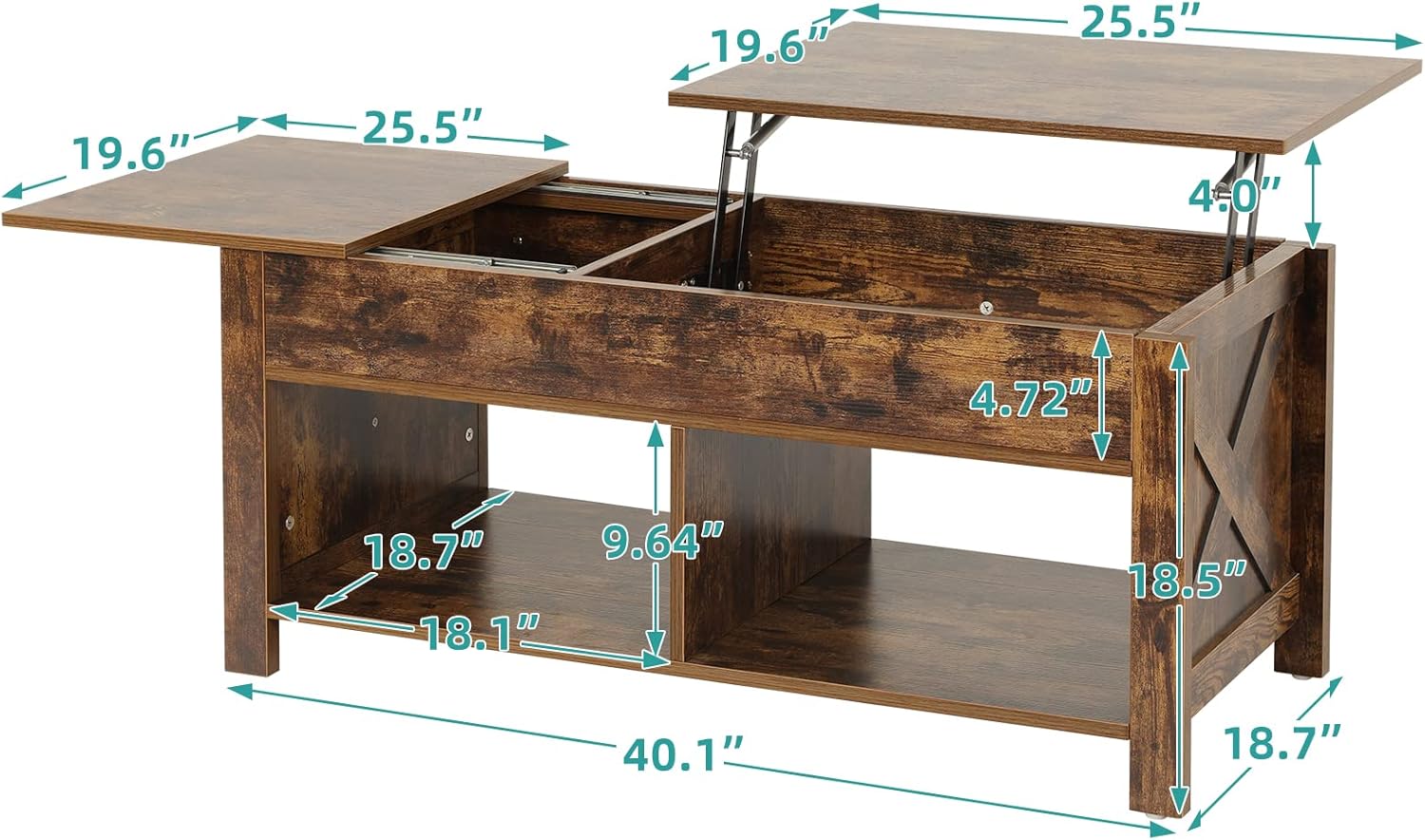 YITAHOME Living Room Table Sets 3 Piece Coffee Table Set of 3 for Living Room, Two 2-Tier X-Design End Table Set with Lift Top Coffee Table,Rustic Brown : Home & Kitchen