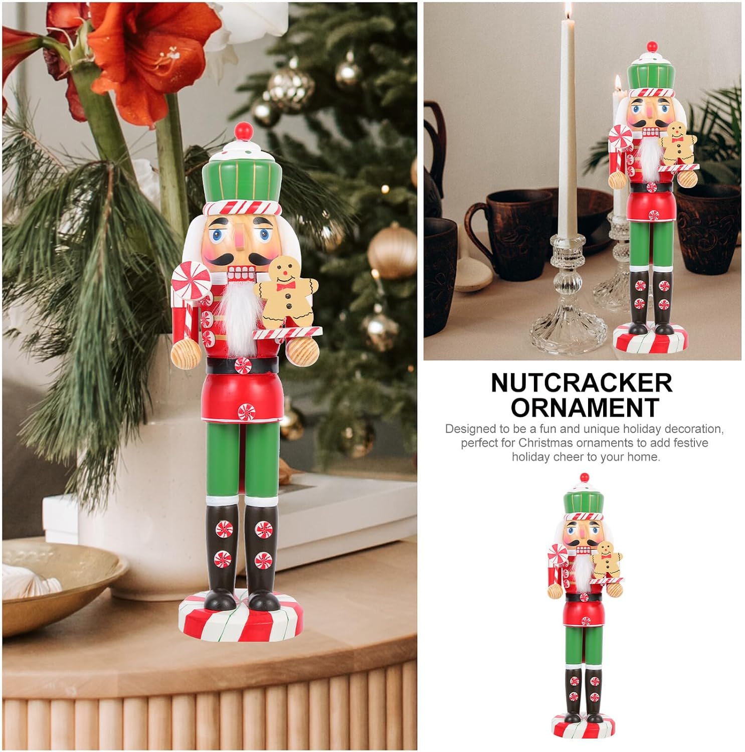 Cabilock Wooden Nutcracker Figurine Christmas Tabletop Adornment Festive Desktop Nutcracker Decoration for Holiday Home Décor